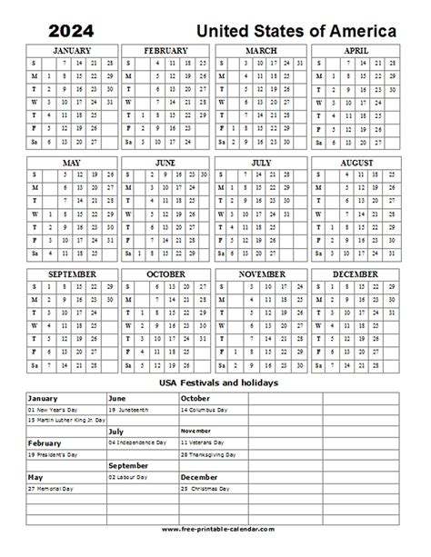 Printable Calendar With Us Holidays