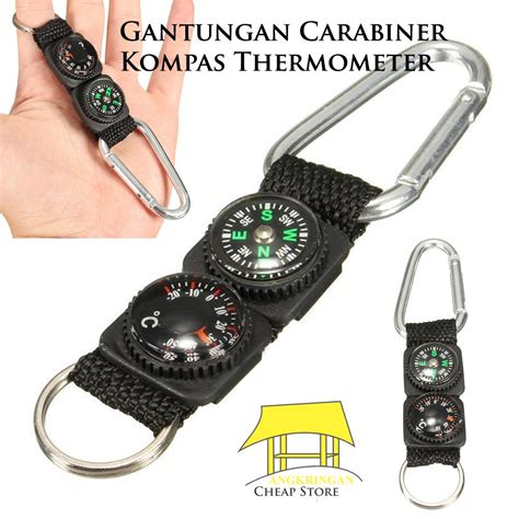 Jual Edc Tool Gantungan Kunci Carabiner Kompas Termometer Shopee