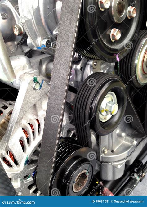 Car Engine Pulley Drive Belt Stock Image - Image of mechanical, engine ...