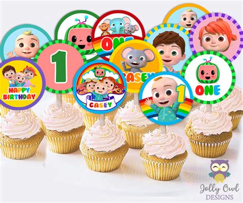 Cocomelon Birthday Party Personalized Cupcake Topper Digital Only