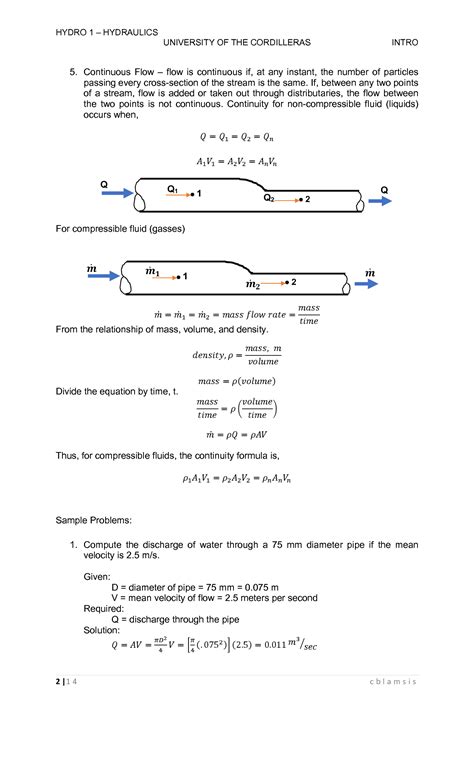 SOLUTION Lecture 1 Hydro 1 Introduction And Bernoullis Energy Equation