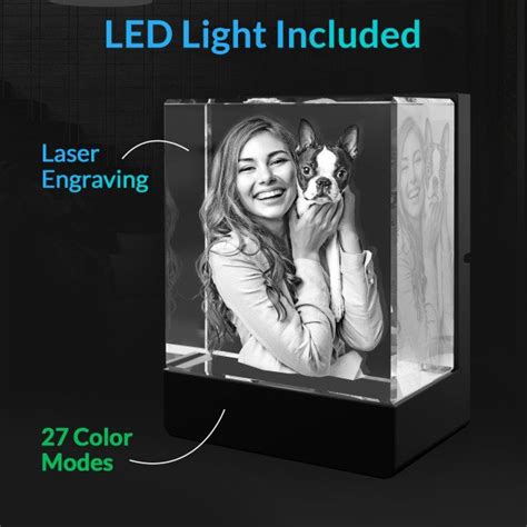 3D Photo Crystal with LED Light Base to Light Up Your Picture