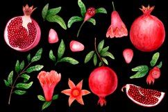 Ripe Pomegranates Watercolor Clipart Png