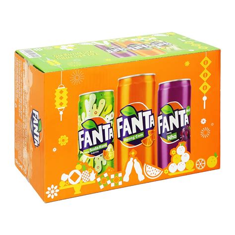 Thùng 24 Lon Nước Ngọt Fanta Mix Cam Soda Kem Và Nho 320ml Shopee