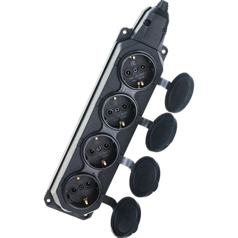 Каучуковая колодка ЭРА K-4e-B-IP44 с заземлением 4гнезда 16A IP44 ...