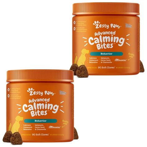 Zesty Paws Advanced Hemp Melatonin Calming Bites Turkey Flavored Soft