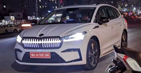 Skoda Enyaq IV Electric SUV Spotted Testing At Night Launch Soon