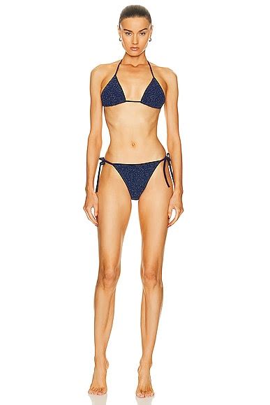 Hunza G Gina Lurex Bikini In Navy Silver FWRD