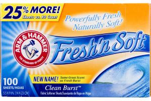 Arm Hammer Fresh N Soft Clean Burst Fabric Softener Sheets Arm