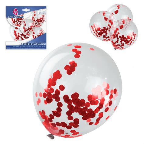 Ballons Latex Avec Confettis Rouges