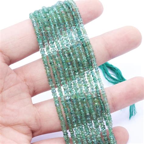 Zambian Emerald Rondelles Beads Etsy