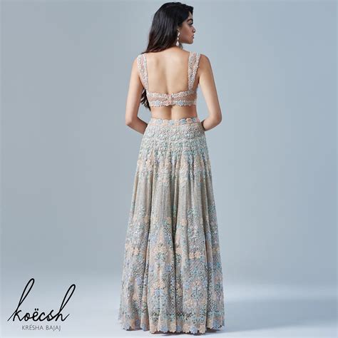 Koëcsh By Krésha Bajaj Blue Lehenga Designer Saree Blouse Patterns