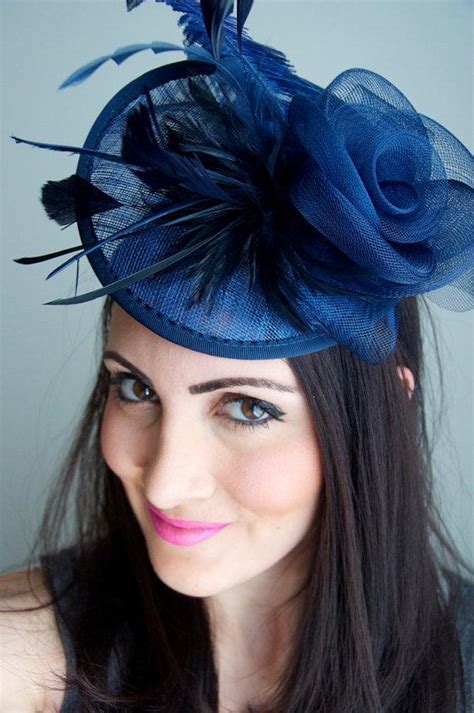 Navy Blue Fascinator Kate Mesh Couture English Hat Fascinator Headband 2345817 Weddbook