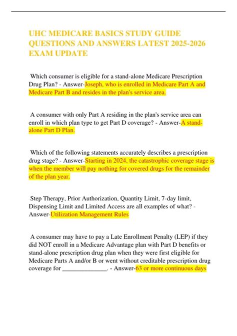 UHC MEDICARE BASICS STUDY GUIDE QUESTIONS AND ANSWERS LATEST EXAM