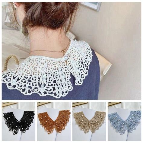 Cheap Pearl Decoration Shirt Collar Doll Collar Shawl False Collar Lace