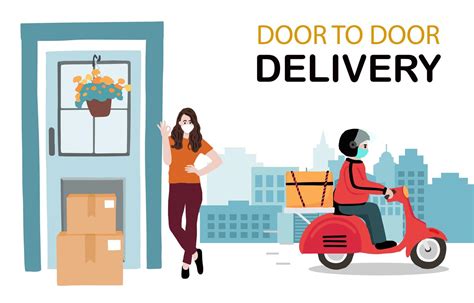 Contactless Door To Door Delivery Service Design Vector Art At