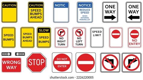 Set Road Signs Traffic Signs Signal Stock Vector (Royalty Free ...