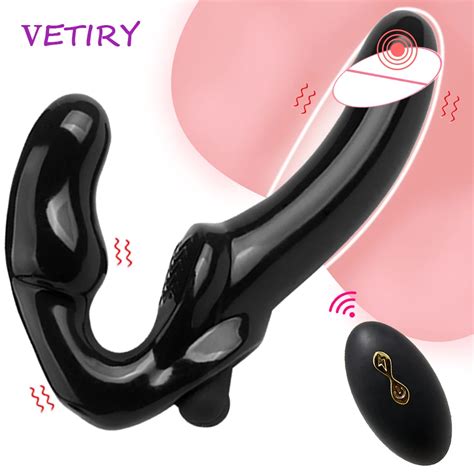 Strapless Strap On Dildo Vibrator Strapon For Lesiban Double Heads