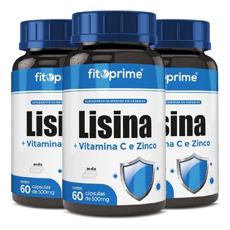 Kit Cloridrato De Lisina Vitamina C E Zinco C Psulas Fitoprime