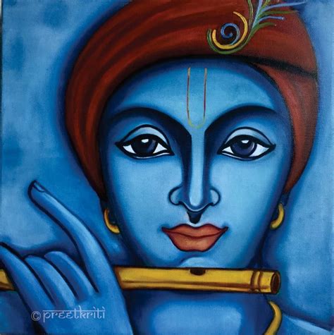 Krishna 1 Oil On Canvas By Pratibha Madan Preetkriti Buddha Art