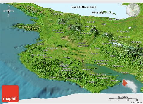 Satellite Panoramic Map Of Guanacaste