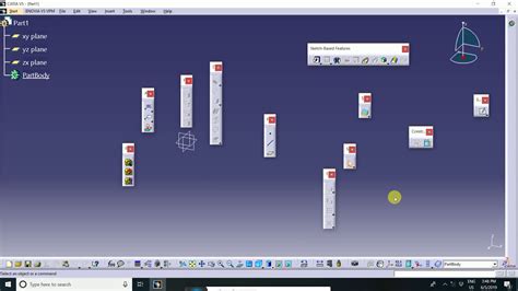 Catia Interface And Specification Tree Promt Zone Planes Toolbar Power Input Mode Manu Bar