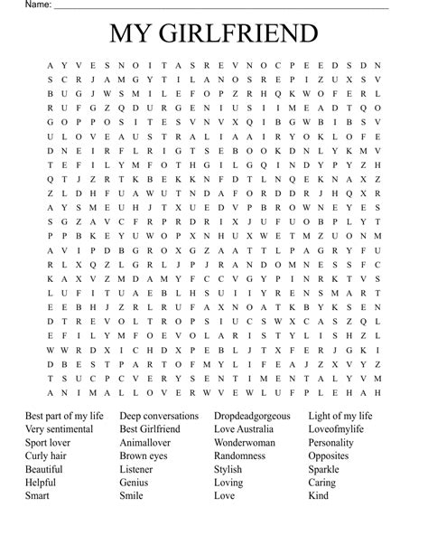 My Girlfriend Word Search Wordmint