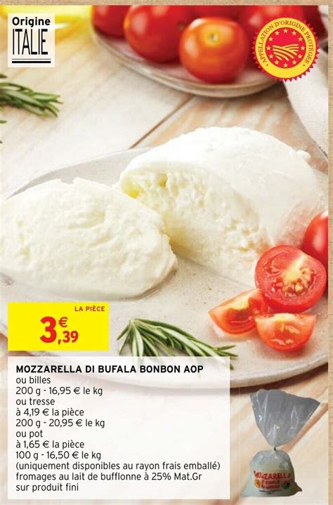 Promo MOZZARELLA DI BUFALA BONBON AOP ou billes chez Intermarché