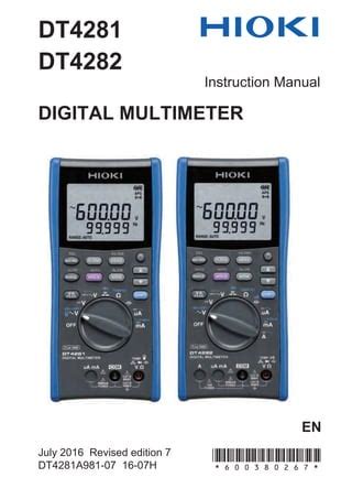 HIOKI DT4281 Handheld Digital Multimeter Instruction Manual PDF