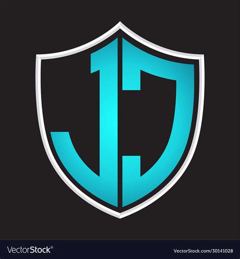 Jc Logo Monogram With Shield Shape Isolated Blue Vector Image