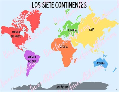 The 7 Continents Spanish Digital Printable Los Siete Etsy