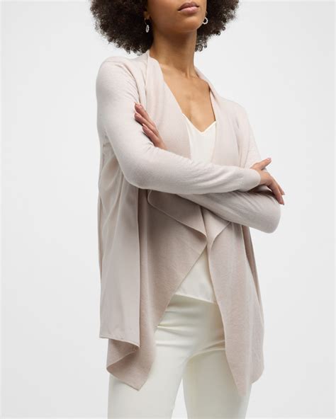 Neiman Marcus Cashmere Collection Cashmere Superfine Draped Cardigan