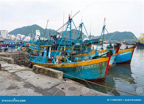 Vietnamese Traditional Fishing Boats in the Port. Editorial Stock Photo ...