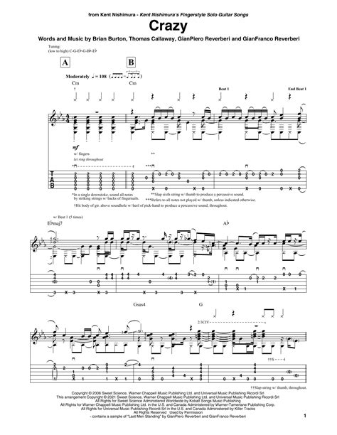 Gnarls Barkley Crazy Guitar Chords