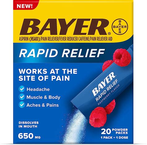 Amazon Bayer New Rapid Relief Powder Packs With Aspirin Caffeine