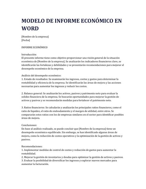 Modelo De Informe Econ Mico En Word