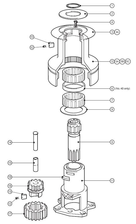 Lewmar Size 40 Standard Winch Parts