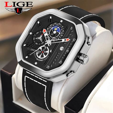 Lige Date Watches Mens Luxury Brand Big Dial Watch Men Waterproof