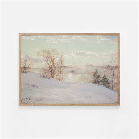 Verschneite Winterlandschaft Druck Vintage Weihnachten Nordische