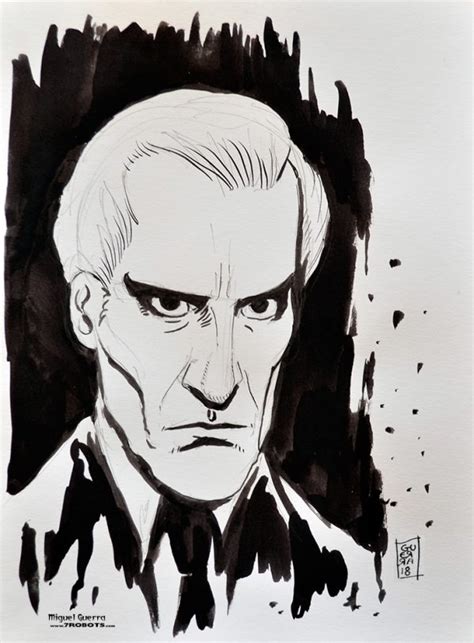 Horror Ink Sketches By Miguel Guerra Peter Cushing And Christopher Lee