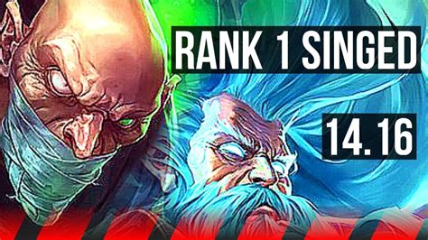 SINGED Vs ZILEAN TOP Rank 1 Singed 38k DMG 1500 Games 11 5 14