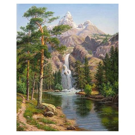 Diy Oil Painting by Numbers, Paint by Number Kits Stone Pines Landscape ...