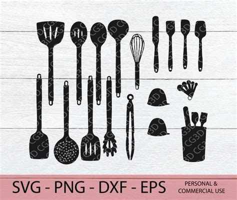 Kitchen Utensils Svg Bundle Kitchen Tools Svg Baking Tools Etsy