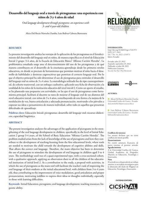 PDF Desarrollo del lenguaje oral a través de pictogramas una