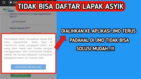 Tidak Bisa Daftar Lapak Asyik Di Alihkan Ke Aplikasi Jmo Terus Gimna