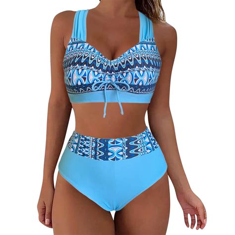 Plus Size Swimsuit For Women High Waisted Bikini Push Up Two Piece