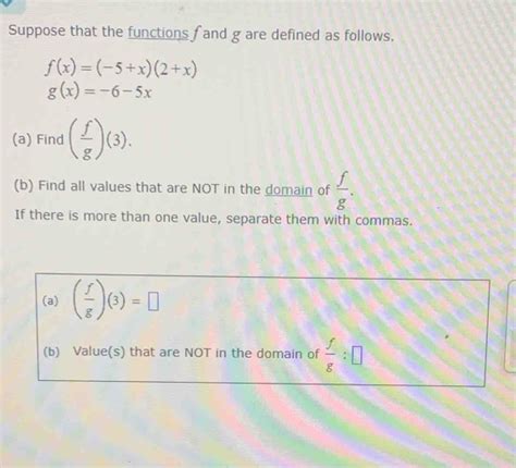 Solved Suppose That The Functions F And G Are Defined As Follows F X