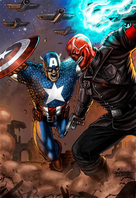 Captain America Vs Red Skull By Mark Marvida By Marvinmarvida On Deviantart