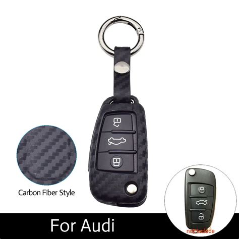 Atobabi Flip Carbon Fiber Pattern Silicone Car Key Case Keys Protector