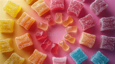 circular arrangement  vibrant gummy candies   colorful